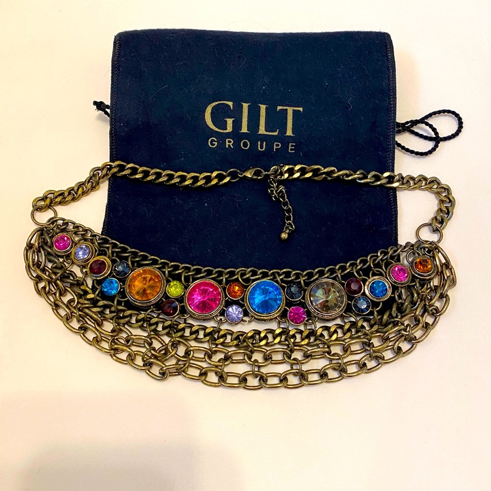 Multicolor stone collar necklace